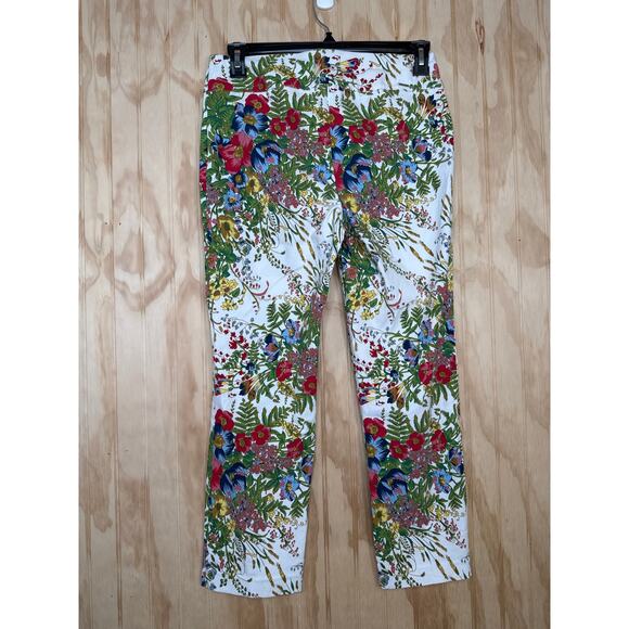 Up! Floral Stretch Pull-On Pants size 12 Garden Summer Spring Crop Resort - Picture 3 of 8